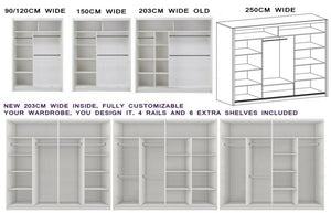 MODERN 2 DOOR DOUBLE MIRRORED SLIDING WARDROBE