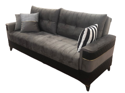 COMBO GREY TURKISH FABRIC SOFA BED WITH LARGE OTTOMAN STORAGE