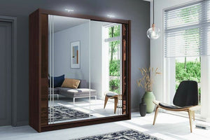 MODERN 2 DOOR DOUBLE MIRRORED SLIDING WARDROBE