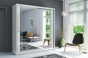 MODERN 2 DOOR DOUBLE MIRRORED SLIDING WARDROBE