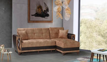 Load image into Gallery viewer, ALISA MODERN BROWN CORNER SOFA BED WITH OTTOMAN STORAGE
