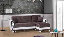 Load image into Gallery viewer, ALISA MODERN BROWN CORNER SOFA BED WITH OTTOMAN STORAGE
