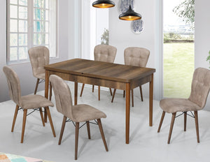 ELEGANT EXTANDABLE WOODEN  DINING TABLE WITH CHAIRS