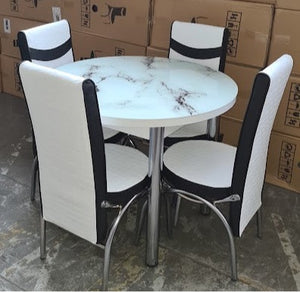 MODERN ROUND DINING TABLE WITH 4 CHAIRS