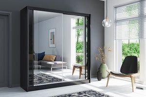 MODERN 2 DOOR DOUBLE MIRRORED SLIDING WARDROBE