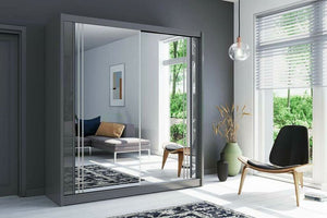 MODERN 2 DOOR DOUBLE MIRRORED SLIDING WARDROBE